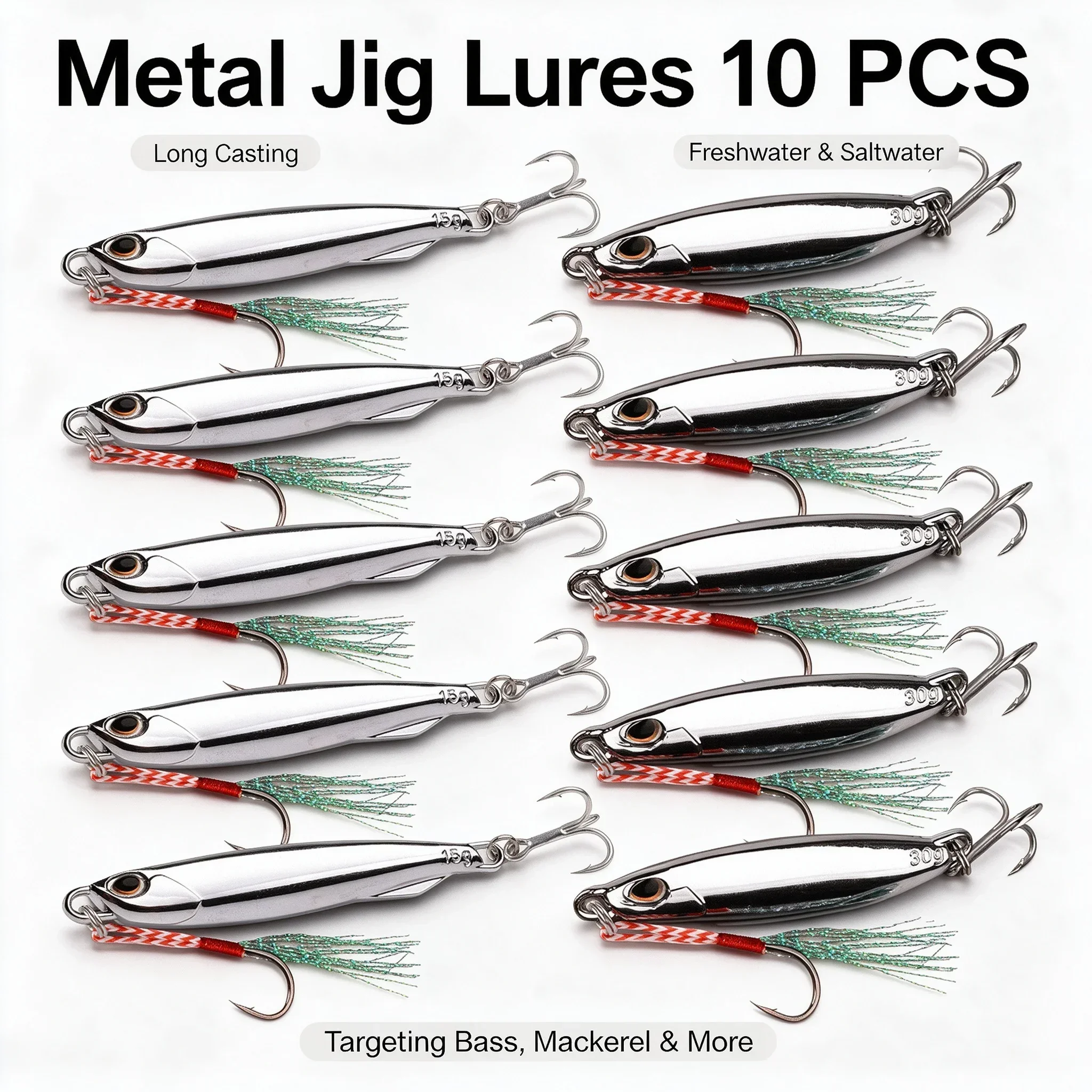 Juego de 10 señuelos de pesca  - Fishing Lure Spoon reseña y precio